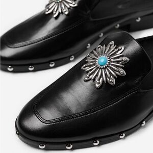 The Kooples Turquoise Jeweled Studded Mules - NWT!